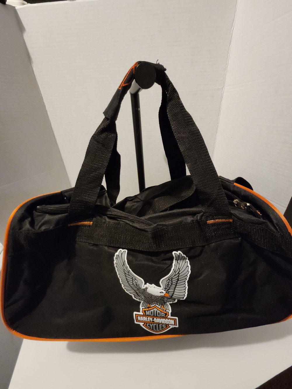 Harley-Davidson Black and Orange Duffle Bag